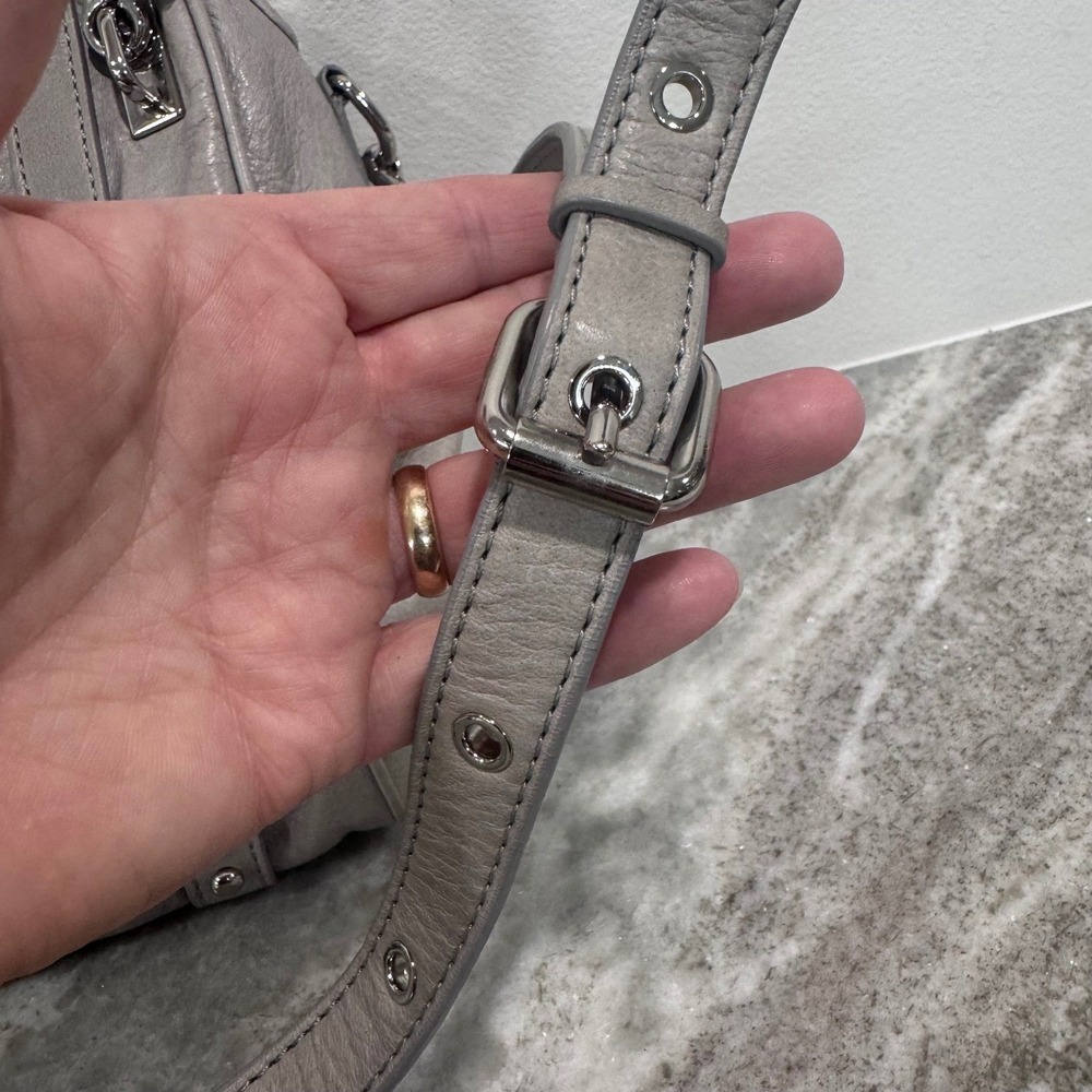 Rebecca Minkoff Regan Satchel Grey Pebbled Leather Silver Hardware Crossbody Bag - Picture 4 of 16